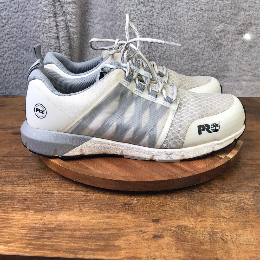 Timberland PRO Work Shoes Mens 13M White Grey Comp Toe Anti-Fatigue A8742